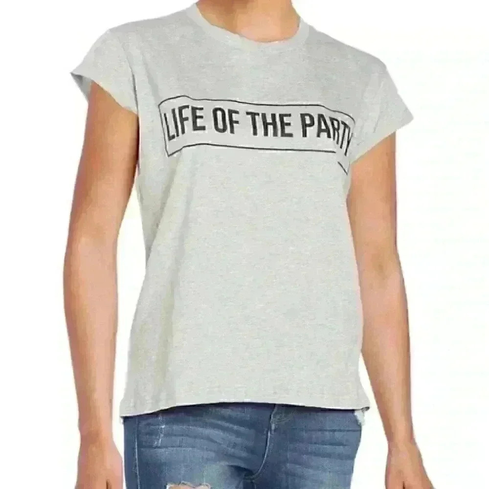 MinkPink life of the party gray short sleeve tee